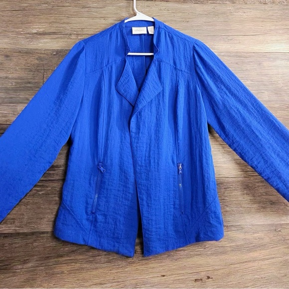 Chico's Royal Blue Textured Jacket Blazer - Picture 1 of 7